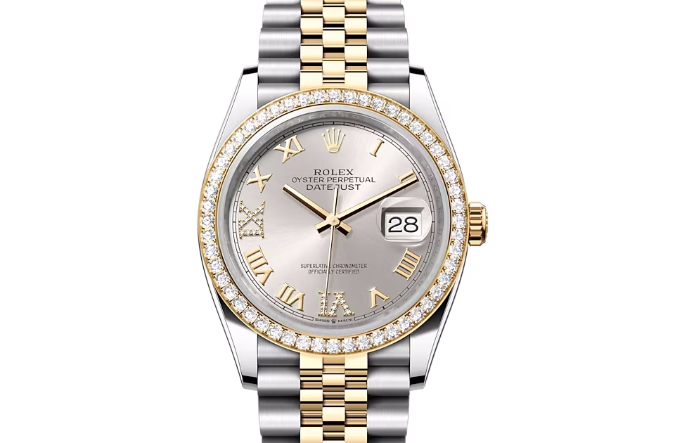 Rolex DATEJUST 36-(Oyster, 36 mm, Oystersteel, yellow gold and diamonds)