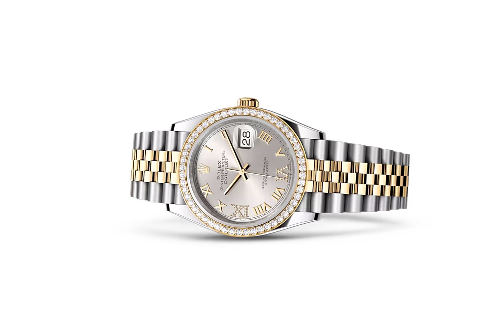 Rolex DATEJUST 36-(Oyster, 36 mm, Oystersteel, yellow gold and diamonds)