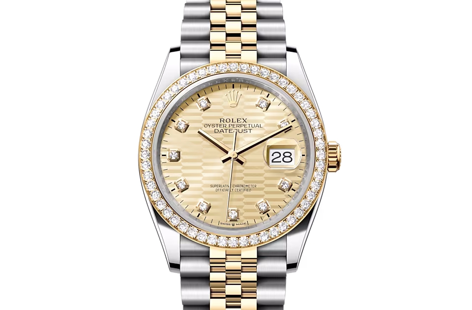 Rolex DATEJUST 36-(Oyster, 36 mm, Oystersteel, yellow gold and diamonds)