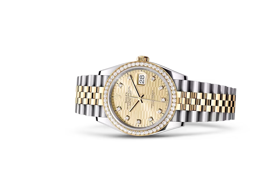 Rolex DATEJUST 36-(Oyster, 36 mm, Oystersteel, yellow gold and diamonds)