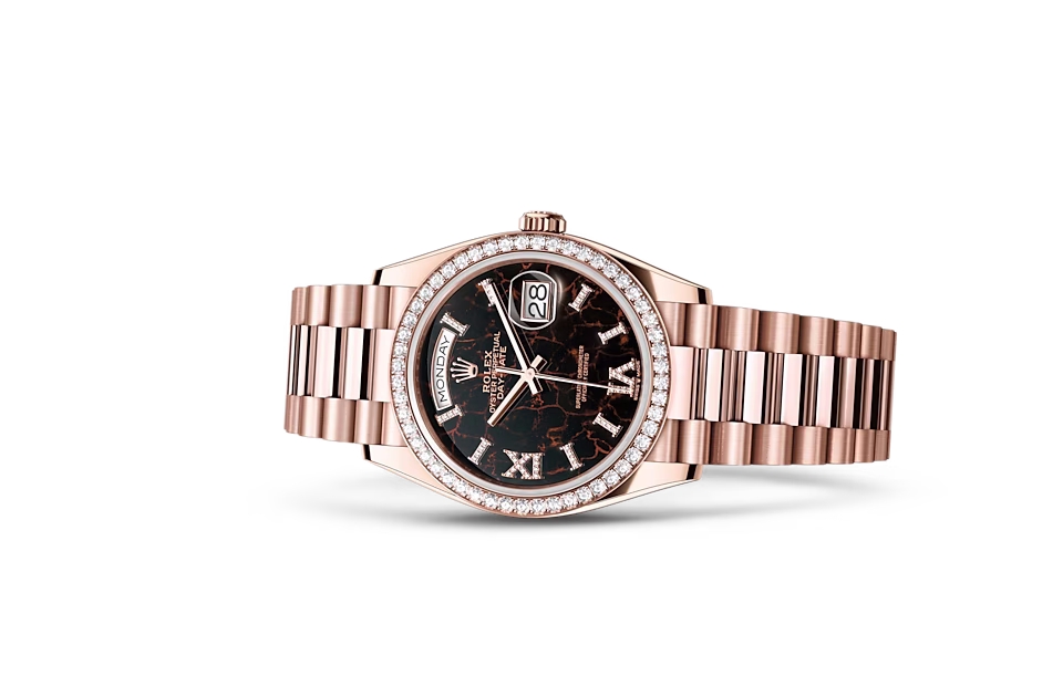 Rolex DAY-DATE 36-（Oyster, 36 mm, Everose gold and diamonds）