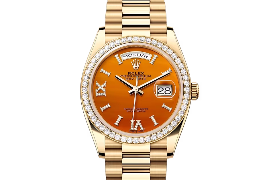 Rolex DAY-DATE 36-(Oyster, 36 mm, yellow gold and diamonds)