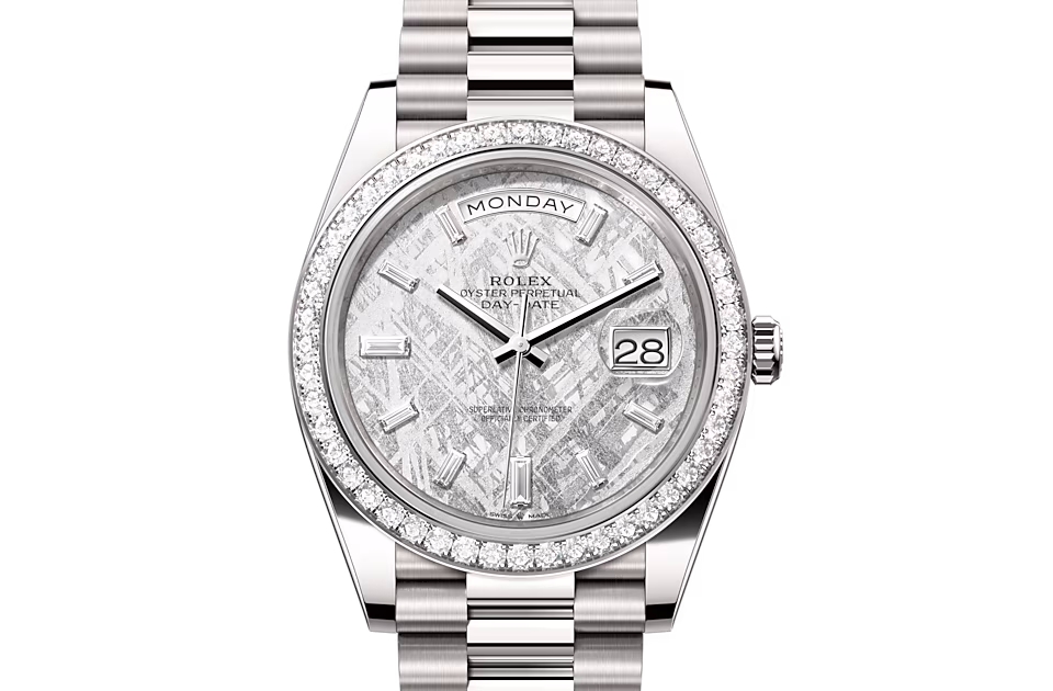 Rolex DAY-DATE 40-（Oyster, 40 mm, white gold and diamonds）