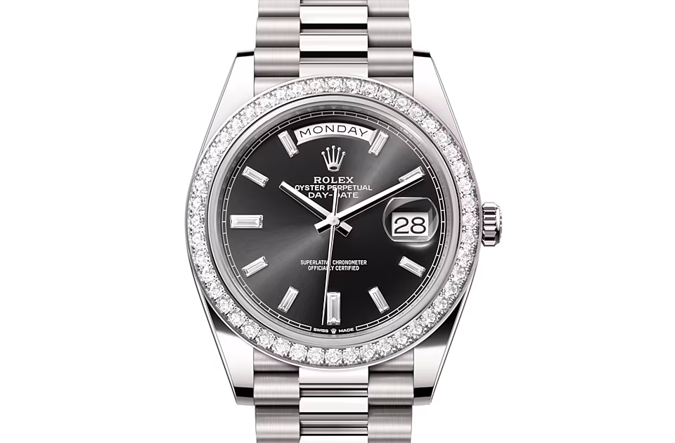 Rolex DAY-DATE 40-（Oyster, 40 mm, white gold and diamonds）