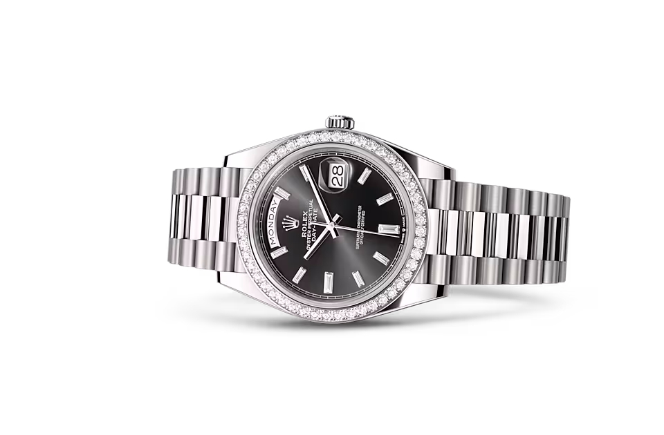 Rolex DAY-DATE 40-（Oyster, 40 mm, white gold and diamonds）