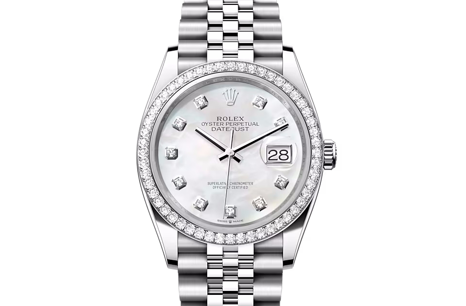 Rolex DATEJUST 36-(Oyster, 36 mm, Oystersteel, white gold and diamonds)