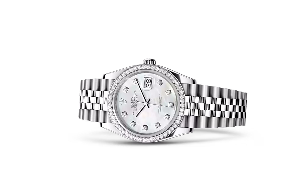 Rolex DATEJUST 36-(Oyster, 36 mm, Oystersteel, white gold and diamonds)