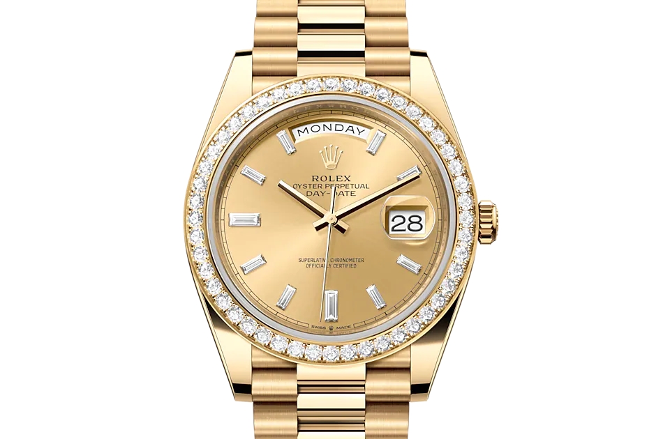 Rolex DAY-DATE 40-（Oyster, 40 mm, yellow gold and diamonds）